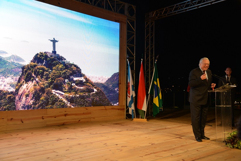 O presidente da ACRio, Paulo Protasio, durante seu discurso na cerimônia